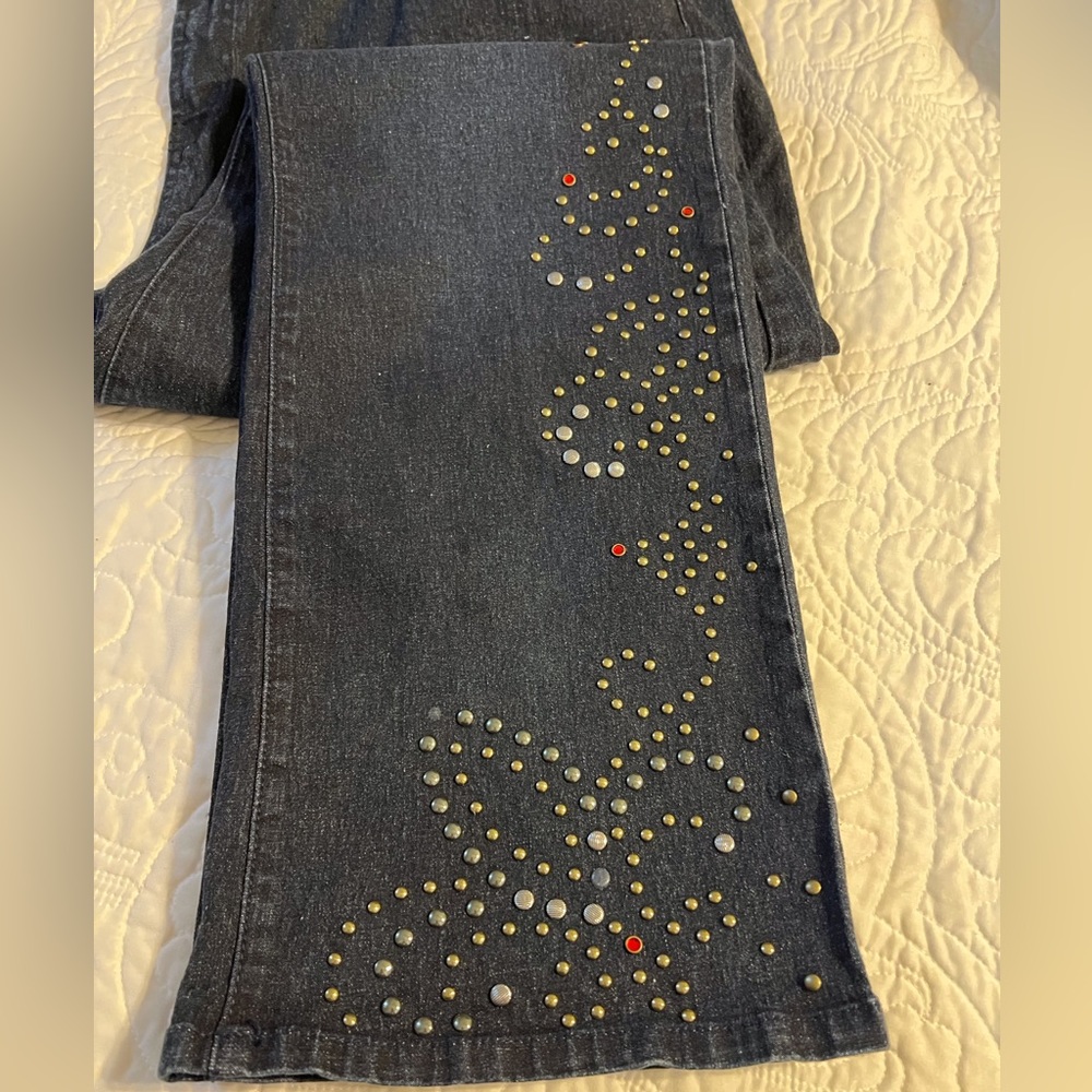 DG2 Embellished Studs & Rhinestones Bootcut Jeans Sz 22W Tall - Picture 6 of 9